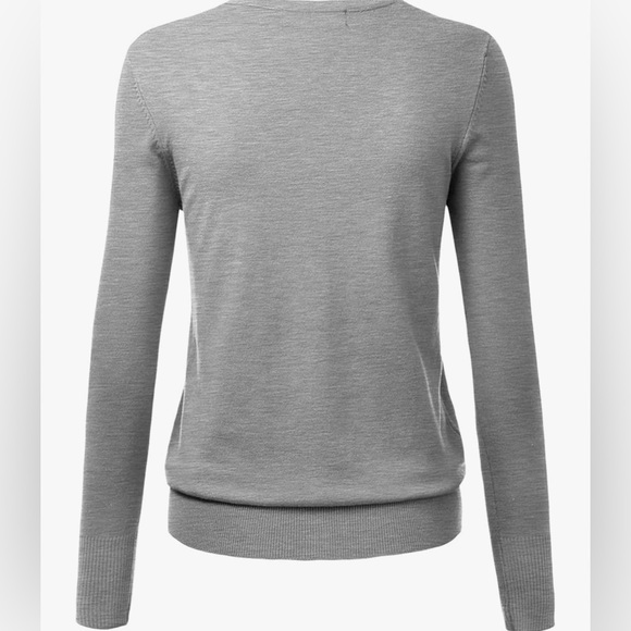 Long Sleeve Button Down Classic Crew Neck V-Neck Knit Cardigan Sweater -h.grey - Picture 2 of 4